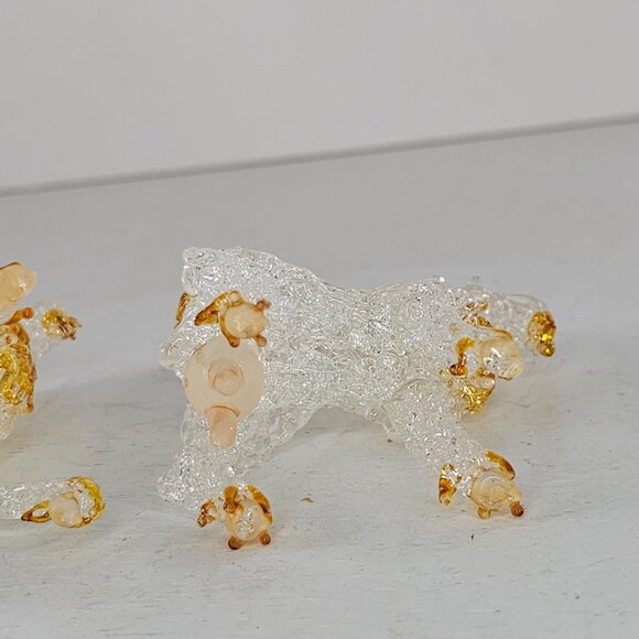 Pair Of Spun Glass Goats With Golden Accents Figurines Anatomically Correct - Picture 7 of 8